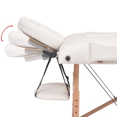 vidaXL Składany stół do masażu o grubości 10 cm, 3-strefowy, biały
