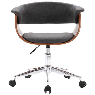 vidaXL Obrotowe krzesło stołowe, szare, gięte drewno i tkanina