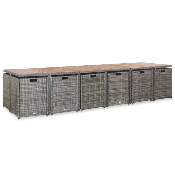 vidaXL 17-cz. zestaw mebli ogrodowych z poduszkami, rattan PE, szary