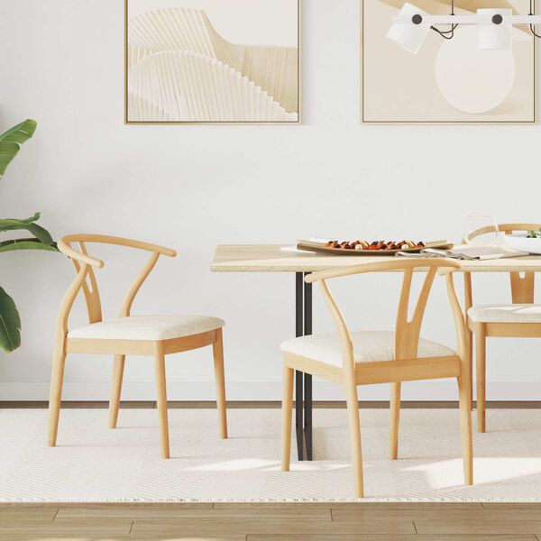 vidaXL Krzesło jadalniane 2 pcs Naturalny i jasny Drewno Gumowe