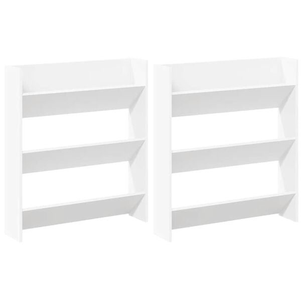 vidaXL P&oacute;łki ścienne na buty, 2 szt., białe, 80x18x90 cm
