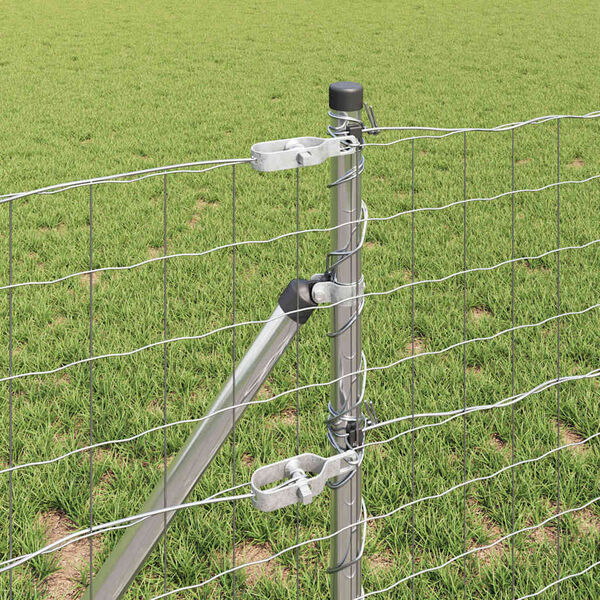 vidaXL Ogrodzenie z słupkiem Srebrny 0,4 x 50 m Stal i PVC