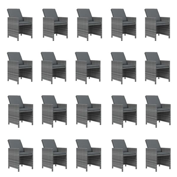 vidaXL 21-cz. zestaw mebli ogrodowych z poduszkami, polirattan, szary