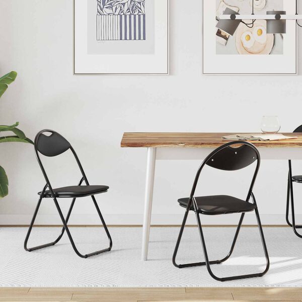 vidaXL Krzesło składane 2 pcs Czarny 48 x 43,5 x 81 cm
