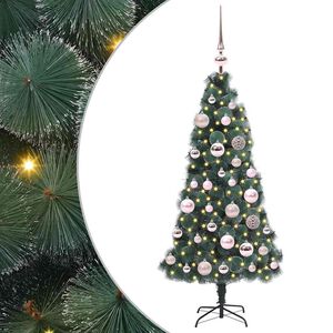 vidaXL Sztuczna choinka z lampkami i zestawem bombek Zielony 120 cm