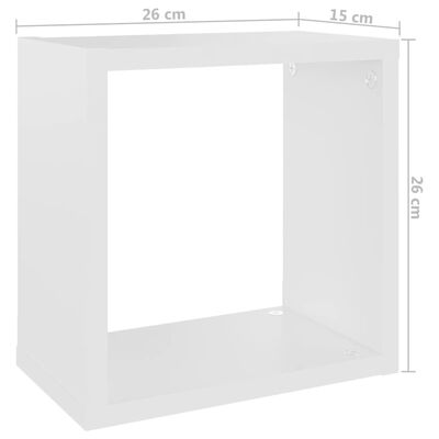 vidaXL Półki ścienne kostki, 6 szt., białe, 26x15x26 cm