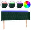 vidaXL Zagł&oacute;wek do ł&oacute;żka z LED, ciemnozielony, 147x16x78/88cm, aksamit