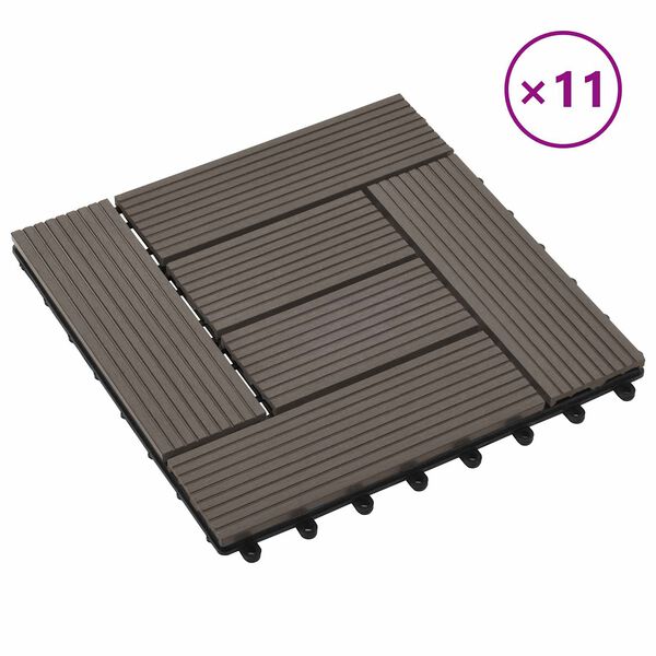 vidaXL Płytka Tarasowa 11 pcs Ciemny brąz 30 x 30 cm