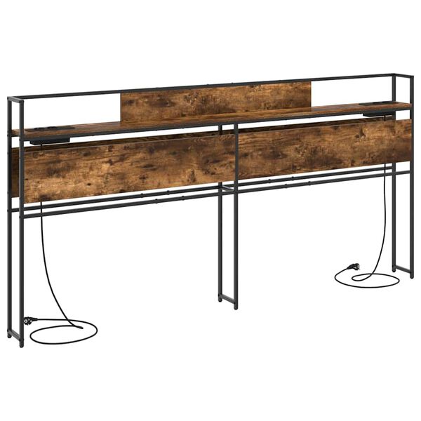 vidaXL Zagł&oacute;wek do przechowywania z p&oacute;łką Wędzony dąb 200 cm