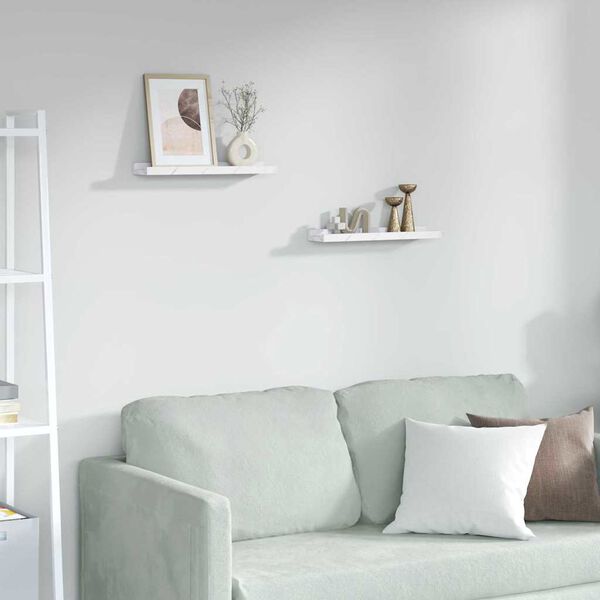 vidaXL P&oacute;łka ścienna z p&oacute;łką 2 pcs Biały marmur 40 x 9 x 3 cm