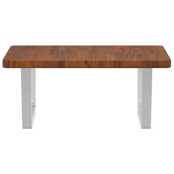 vidaXL P&oacute;łka ścienna pod umywalkę, stal i lite drewno dębowe