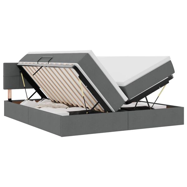 vidaXL Ł&oacute;żko z miejscem do przechowywania Ciemnoszary 180 x 200 cm
