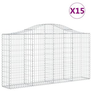 vidaXL Kosze gabionowe, 15 szt, 200x30x100/120cm, galwanizowane żelazo