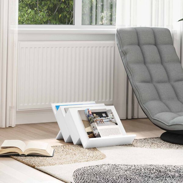 vidaXL Regał na gazety Biały 53 x 40 x 28.5 cm Materiał drewnopochodny