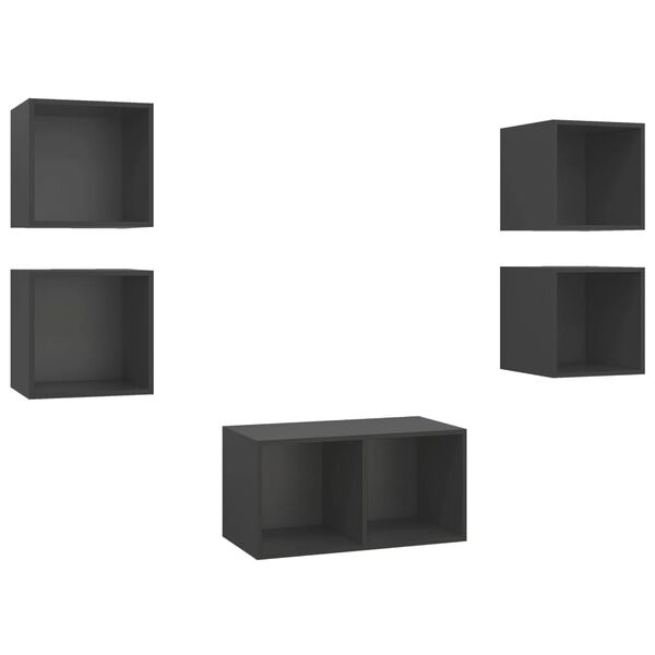 vidaXL 5-cz. zestaw szafek TV, szary, materiał drewnopochodny