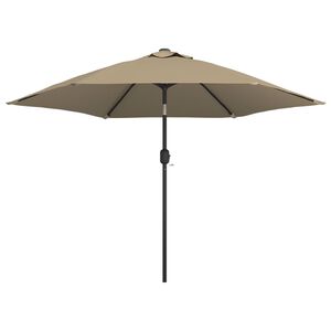vidaXL Parasol ogrodowy z LED i stalowym słupkiem, 300 cm, kolor taupe