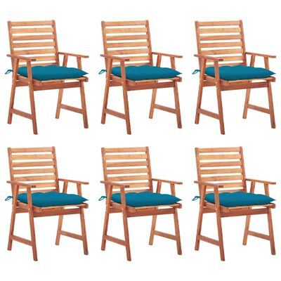 vidaXL Krzesła ogrodowe z poduszkami, 6 szt., lite drewno akacjowe