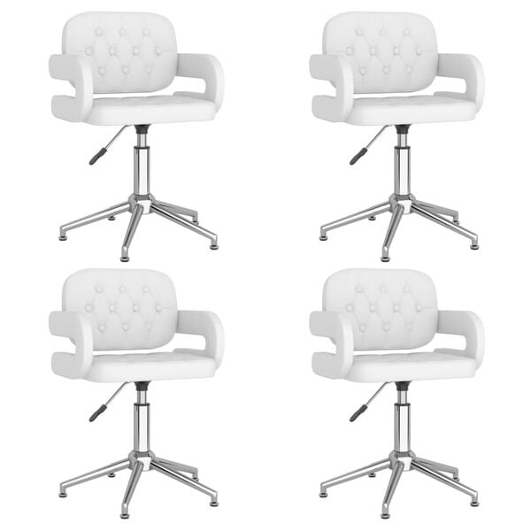 vidaXL Obrotowe krzesła stołowe, 4 szt., białe, obite sztuczną sk&oacute;rą