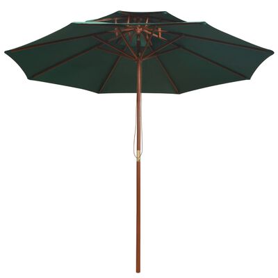 vidaXL Parasol z podwójnym daszkiem, 270x270 cm drewno, zielony