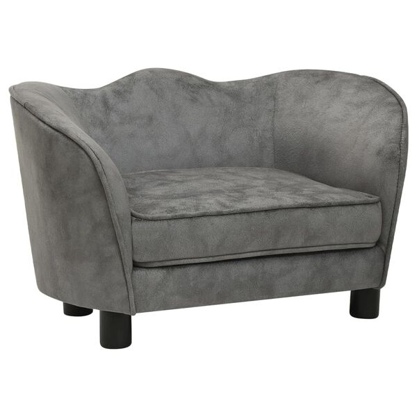 vidaXL Sofa dla psa, szara, 66x43x40 cm, pluszowa