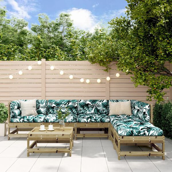 vidaXL 7-cz. zestaw mebli do ogrodu, z poduszkami, impregnowana sosna