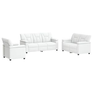 vidaXL Zestaw Sof 3 pcs Biały Ekosk&oacute;ra