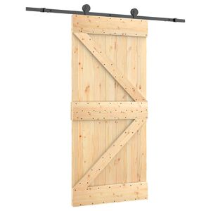 vidaXL Drzwi przesuwne 95 x 210 cm Lite Drewno Sosnowe (Nieobrobione)