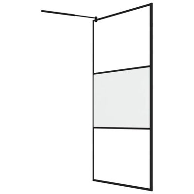 vidaXL Ścianka prysznicowa, 115x195 cm, szkło mrożone ESG, czarna