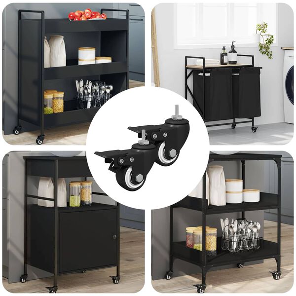 vidaXL K&oacute;łka 2 pcs Czarny M6 x 37 mm Żelazo i nylon