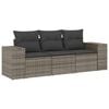vidaXL 3-częściowa sofa do ogrodu, z poduszkami, szara, polirattanowa