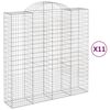vidaXL Kosze gabionowe, 11 szt, 200x50x200/220cm, galwanizowane żelazo