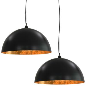 vidaXL Lampy sufitowe, 2 szt., czarno-złote, p&oacute;łkoliste, 50 cm, E27