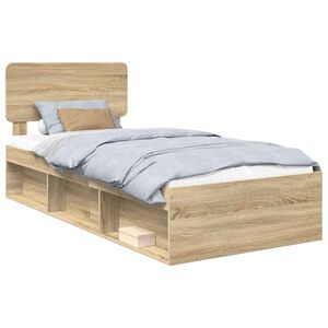 vidaXL Ramka ł&oacute;żka Dąb Sonoma 75 x 190 cm Lite drewno sosnowe