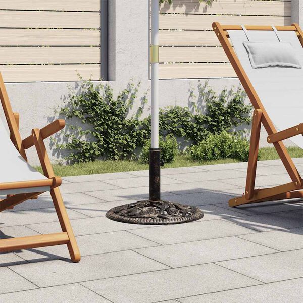 vidaXL Podstawa pod parasol, kolor brązu, 12 kg, 48 cm, żeliwo