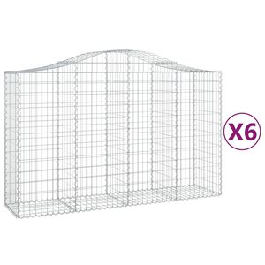 vidaXL Kosze gabionowe, 6 szt, 200x50x120/140 cm, galwanizowane żelazo