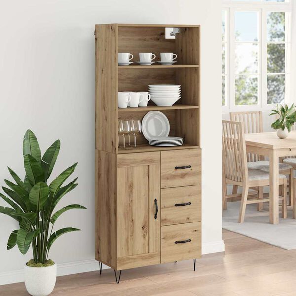 vidaXL Highboard 2 pcs Dąb rzemieślniczy Materiał drewnopochodny