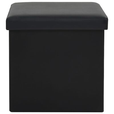 vidaXL Składany stołek ze schowkiem, czarny, sztuczna skóra