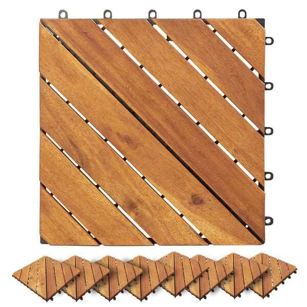 vidaXL Płytka Tarasowa 10 pcs Brązowy 30 x 30 cm Drewno Akacjowe