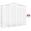 vidaXL Kosze gabionowe, 9 szt, 200x50x160/180 cm, galwanizowane żelazo