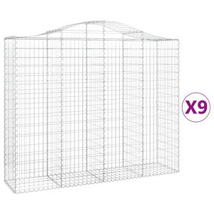 vidaXL Kosze gabionowe, 9 szt, 200x50x160/180 cm, galwanizowane żelazo