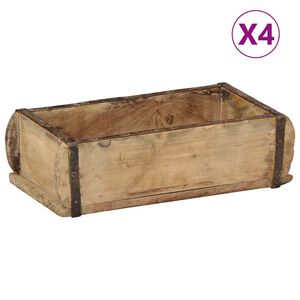 vidaXL Taca 4 pcs Brązowy 30 x 15 x 9 cm Lite Drewno Recyklingowe