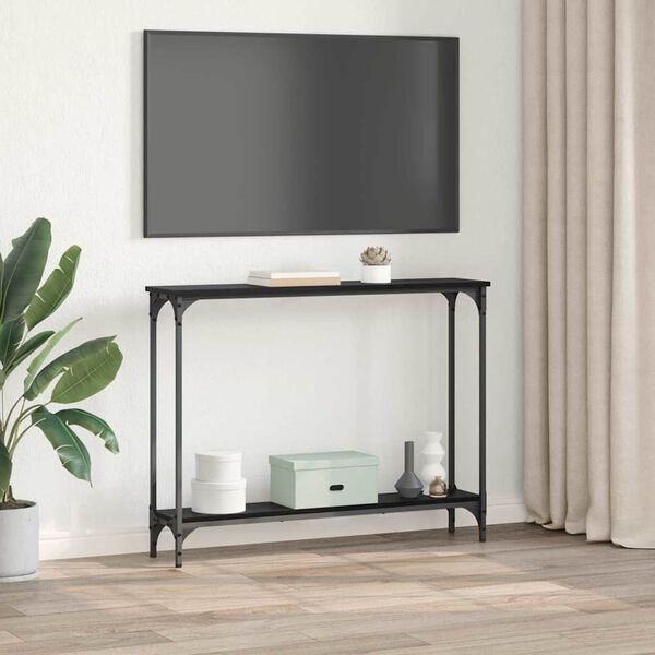 vidaXL Konsola Czarny Dąb 100 x 22,5 x 75 cm Materiał drewnopochodny