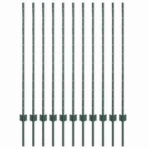 vidaXL Wbudowany słupek ogrodzeniowy 11 szt. zielony 160 cm