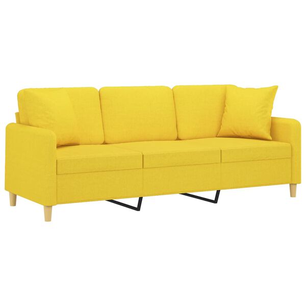 vidaXL 3-osobowa sofa wypoczynkowa z poduszkami, jasnoż&oacute;łta, 180 cm