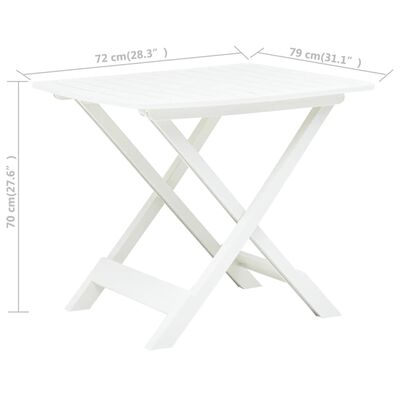 vidaXL Składany stolik ogrodowy, biały, 79x72x70 cm, plastik