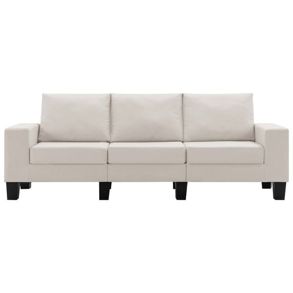 vidaXL 3-osobowa sofa, kremowa, tapicerowana tkaniną