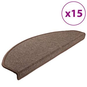 vidaXL Maty na schody 15 szt. 65x24x4 cm Brąz kawowy P&oacute;łokrągły Duży
