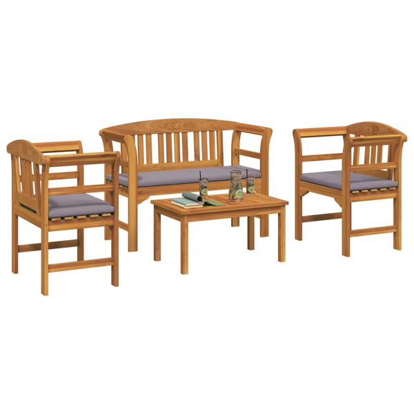 vidaXL Zestaw lounge R&oacute;ża ogrodowa 4 pcs Naturalny Lite Drewno Akacji