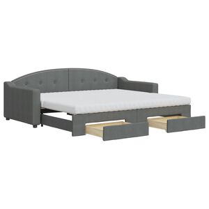 vidaXL Sofa rozsuwana z szufladami, ciemnoszara, 90x200 cm, tkanina