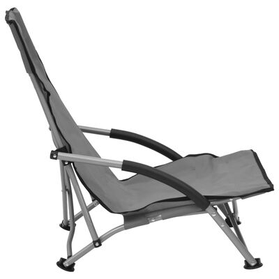 vidaXL Składane krzesła plażowe, 2 szt., szare, obite tkaniną